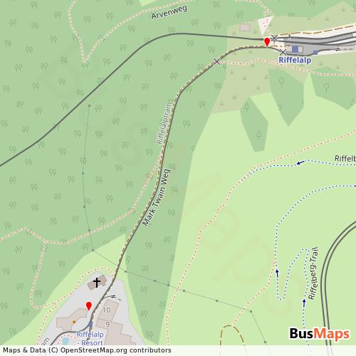 Transit Data for Switzerland by Riffelalp Resort AG Zermatt with Stops on Map
