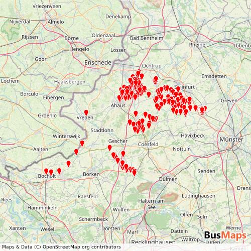 Transit Data for Germany by RVM Kreis Borken 31 with Stops on Map