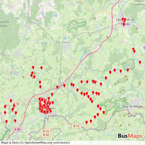 Transit Data for Germany by Buchmann with Stops on Map