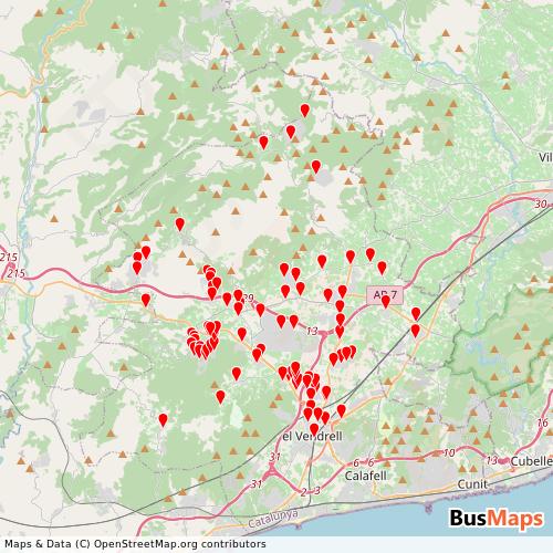 Transit Data for Spain by Autocares Ízaro, Sa with Stops on Map