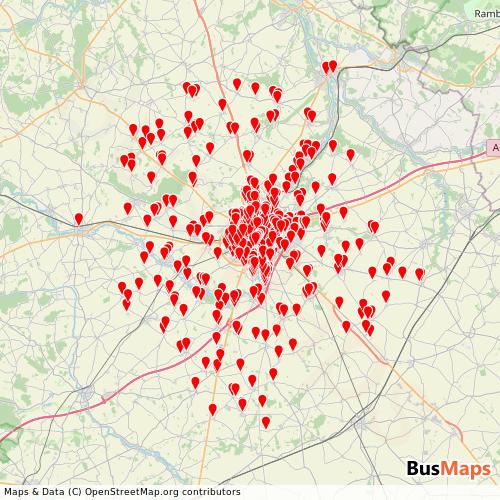 Transit Data for France by Filibus with Stops on Map