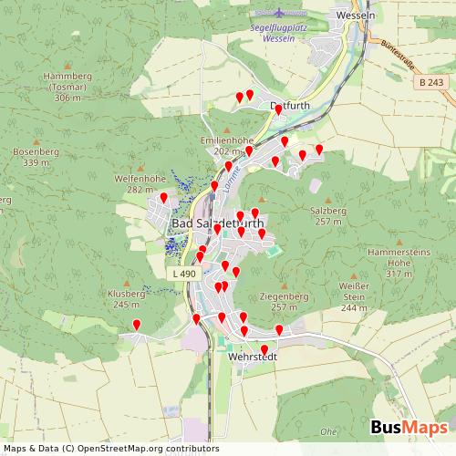 Transit Data for Germany by Bad Salzdetzfurth with Stops on Map