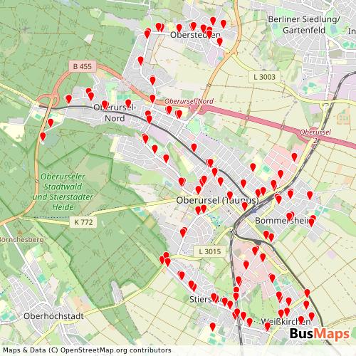 Transit Data for Germany by Stadtwerke Oberursel with Stops on Map