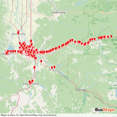 Transit Data for United States by Lane Transit District with Stops on Map