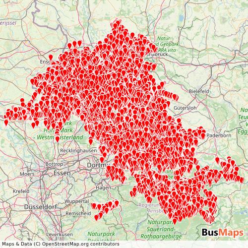 Transit Data for Germany by VGM/Vrl with Stops on Map