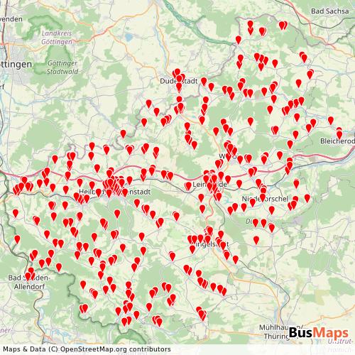 Transit Data for Germany by EW Bus Gmbh with Stops on Map