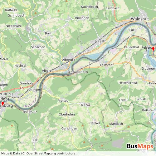 Transit Data for Switzerland by Oebb (Oensingen-Balsthal-Bahn) with Stops on Map