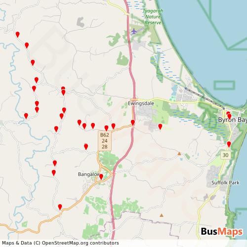 Transit Data for Australia by CB Buses Pty Ltd with Stops on Map
