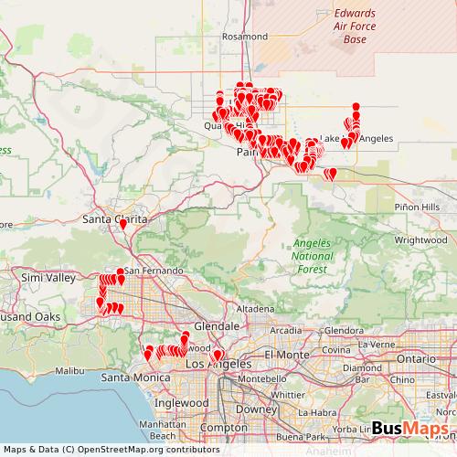 Transit Data for United States by Avta with Stops on Map
