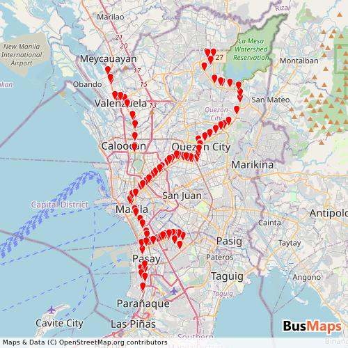 Transit Data for Philippines by NAT Transpo Group Inc. with Stops on Map