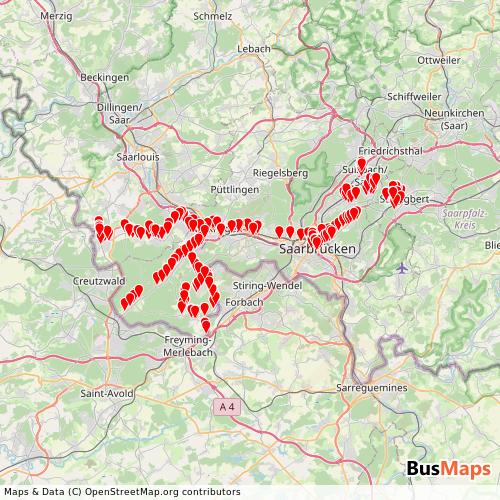 Transit Data for Germany by Baron Reisen Gmbh with Stops on Map