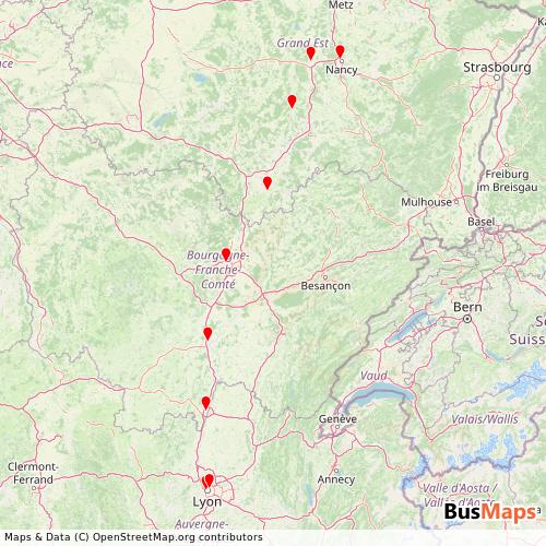 Transit Data for France by Ocedefault with Stops on Map