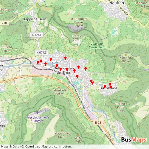 Transit Data for Germany by Leibfritz with Stops on Map