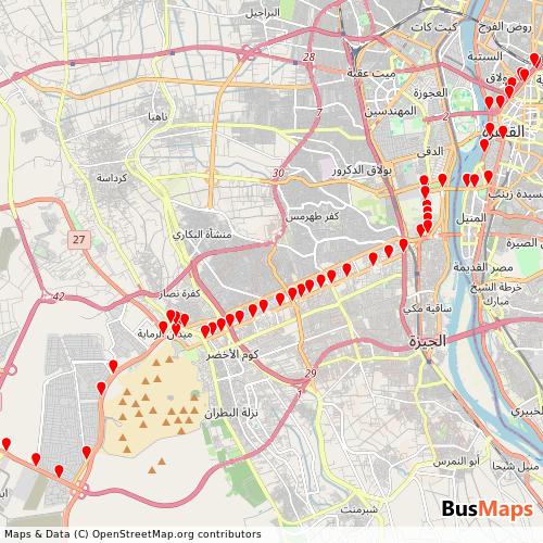 Transit Data for Egypt by El Masreya with Stops on Map