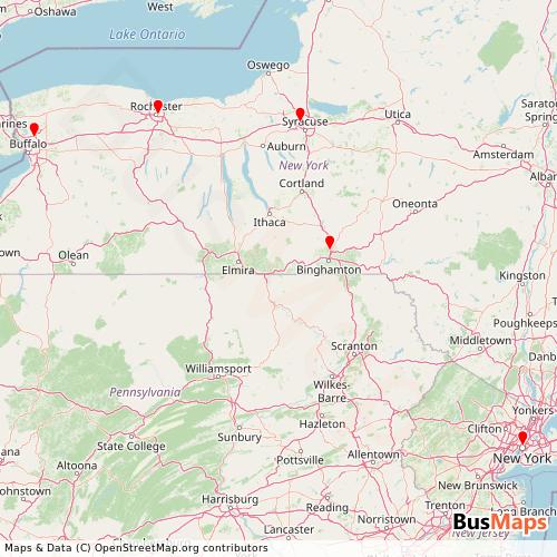Transit Data for United States by Ocean Travel with Stops on Map