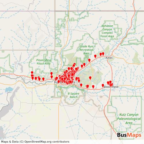 Transit Data for United States by Red Apple Transit with Stops on Map