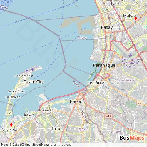 Transit Data for Philippines by San Agustin Transport Service, Inc. with Stops on Map