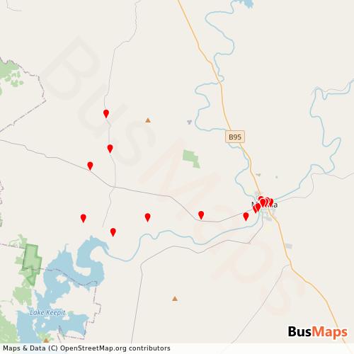 Transit Data for Australia by Coliver Bus Service Pty Ltd with Stops on Map