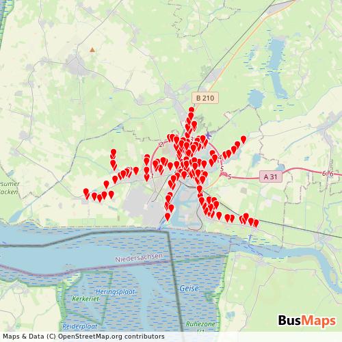 Transit Data for Germany by Stadtwerke Emden with Stops on Map