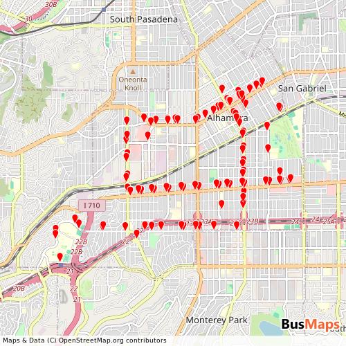 Transit Data for United States by Alhambra Community Transit (Act) with Stops on Map