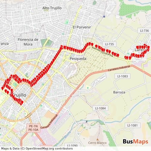 Transit Data for Peru by Corazon de Jesus with Stops on Map
