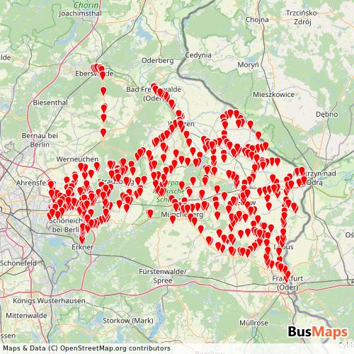 Transit Data for Germany by mobus with Stops on Map