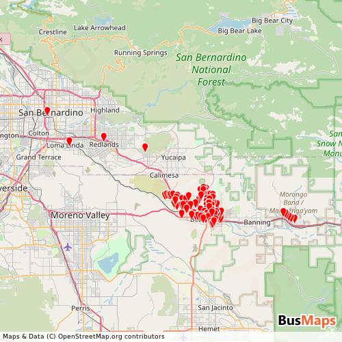 Transit Data for United States by Beaumont Transit with Stops on Map