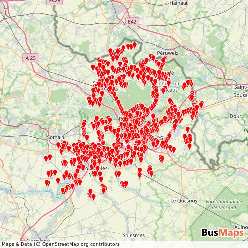 Transit Data for France by Transvilles with Stops on Map