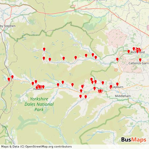 Transit Data for United Kingdom by The Little White Bus with Stops on Map