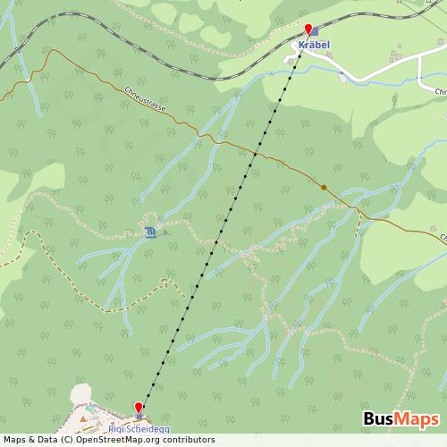 Transit Data for Switzerland by Luftseilbahn Kräbel-Rigi Scheidegg Ag with Stops on Map
