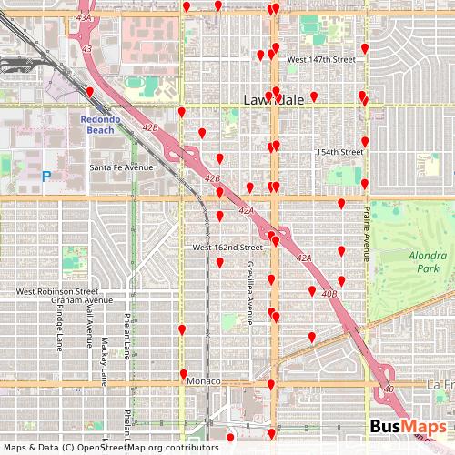 Transit Data for United States by Lawndale Beat with Stops on Map