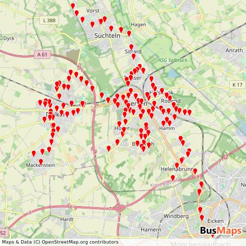 Transit Data for Germany by Vvg with Stops on Map