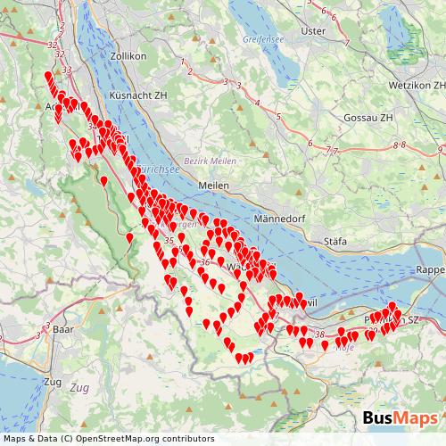 Transit Data for Switzerland by SZU Auto (Automobildienst Szu) with Stops on Map