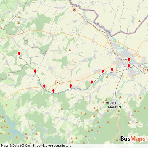 Transit Data for Czech Republic by Gepard Express, Se with Stops on Map