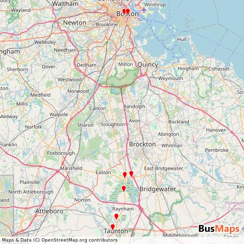 Transit Data for United States by Bloom Bus with Stops on Map