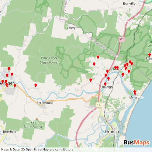 Transit Data for Australia by Busways with Stops on Map
