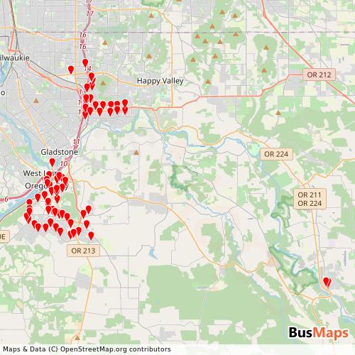Transit Data for United States by Clackamas County with Stops on Map