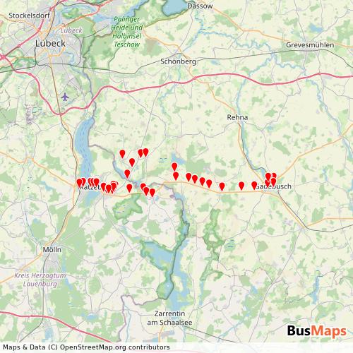 Transit Data for Germany by Nahbus Gmbh with Stops on Map