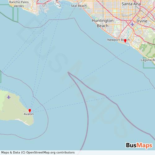 Transit Data for United States by Catalina Flyer with Stops on Map