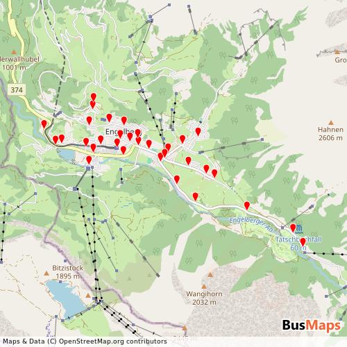 Transit Data for Switzerland by EAB (Engelberger Auto-Betriebe) with Stops on Map