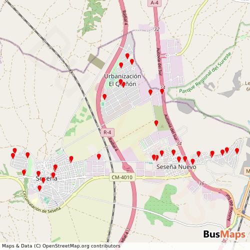 Transit Data for Spain by Aisa with Stops on Map