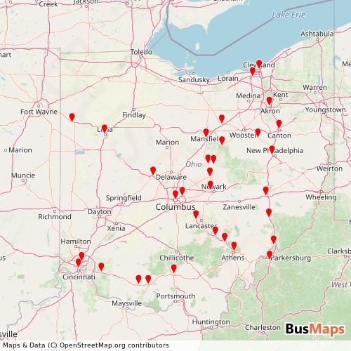 Transit Data for United States by Go Bus with Stops on Map