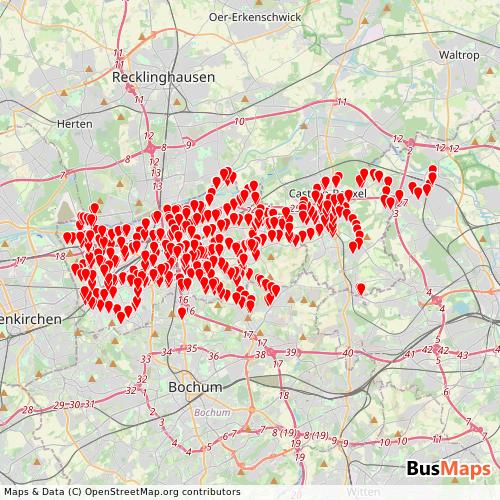 Transit Data for Germany by Hcr with Stops on Map