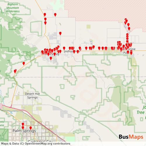 Transit Data for United States by Morongo with Stops on Map