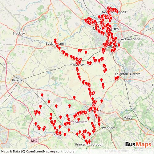 Transit Data for United Kingdom by Z & S Transport with Stops on Map
