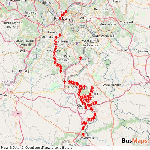 Transit Data for United States by Mid Mon Valley Transit with Stops on Map