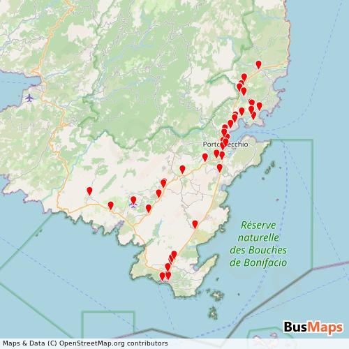 Transit Data for France by A Berlina with Stops on Map