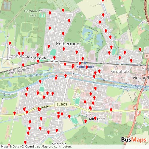 Transit Data for Germany by Stadtbus Kolbermoor with Stops on Map