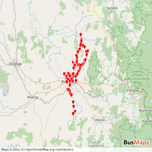 Transit Data for Australia by Sinclair Buses with Stops on Map