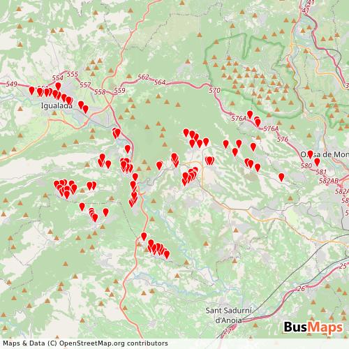 Transit Data for Spain by Montferri Hermanos, Sl with Stops on Map